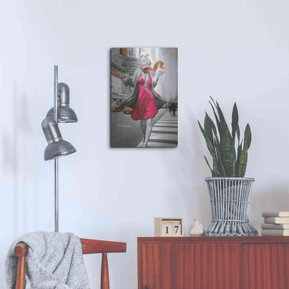 Luxe Metal Art 'Marilyn In The City BW' by JJ Brando, Metal Wall Art,16x24