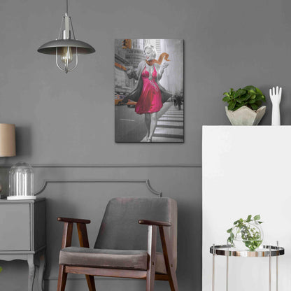 Luxe Metal Art 'Marilyn In The City BW' by JJ Brando, Metal Wall Art,16x24