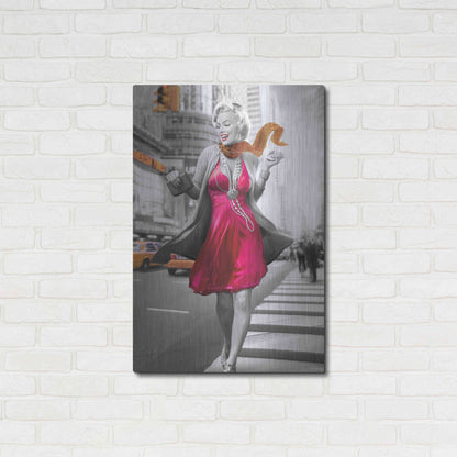 Luxe Metal Art 'Marilyn In The City BW' by JJ Brando, Metal Wall Art,24x36