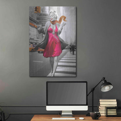 Luxe Metal Art 'Marilyn In The City BW' by JJ Brando, Metal Wall Art,24x36