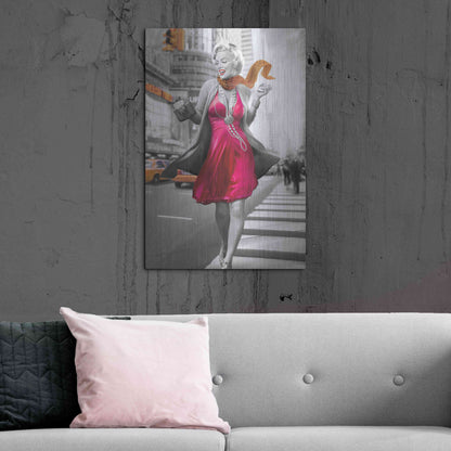 Luxe Metal Art 'Marilyn In The City BW' by JJ Brando, Metal Wall Art,24x36