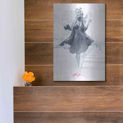 Luxe Metal Art 'Marilyn In The City Pink' by JJ Brando, Metal Wall Art,12x16