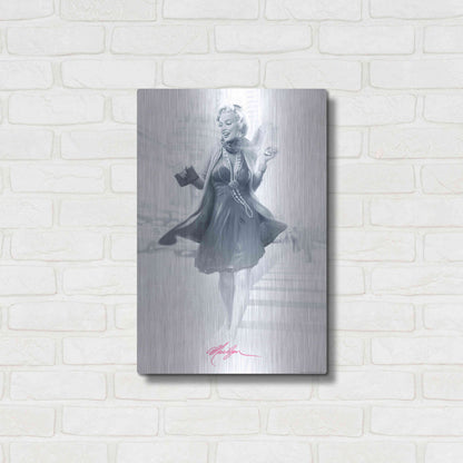 Luxe Metal Art 'Marilyn In The City Pink' by JJ Brando, Metal Wall Art,16x24