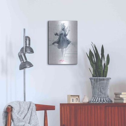 Luxe Metal Art 'Marilyn In The City Pink' by JJ Brando, Metal Wall Art,16x24