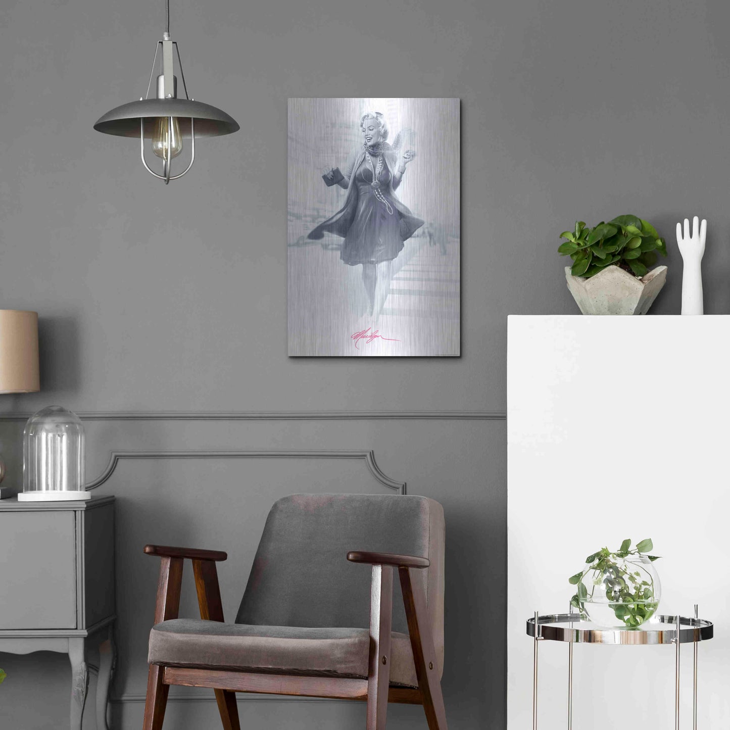 Luxe Metal Art 'Marilyn In The City Pink' by JJ Brando, Metal Wall Art,16x24