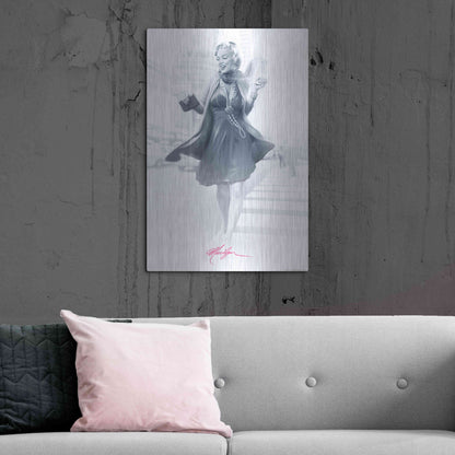 Luxe Metal Art 'Marilyn In The City Pink' by JJ Brando, Metal Wall Art,24x36