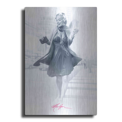 Luxe Metal Art 'Marilyn In The City Pink' by JJ Brando, Metal Wall Art