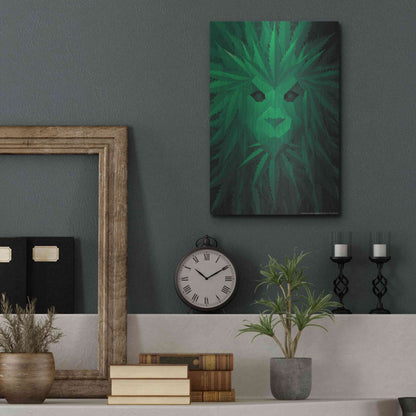 Luxe Metal Art 'Green Lion' by JJ Brando, Metal Wall Art,12x16