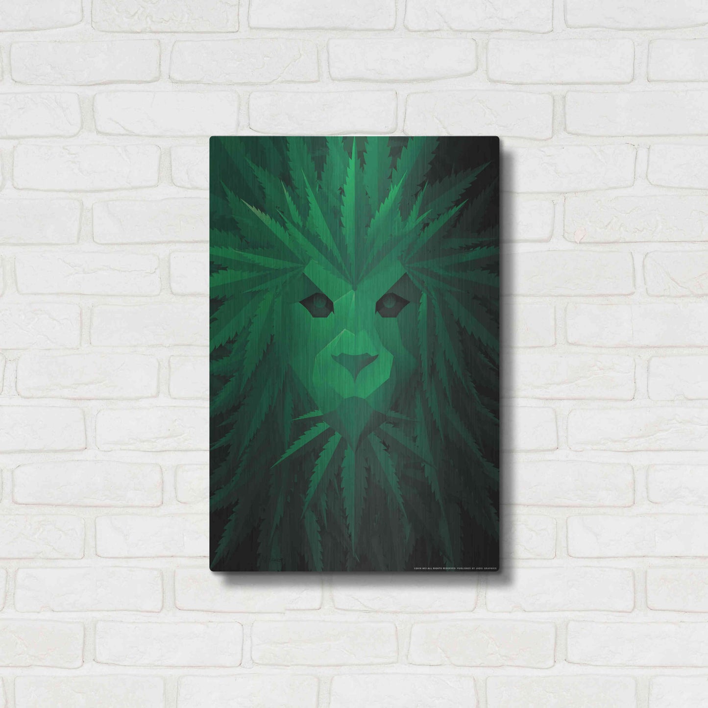 Luxe Metal Art 'Green Lion' by JJ Brando, Metal Wall Art,16x24