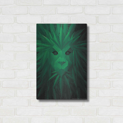 Luxe Metal Art 'Green Lion' by JJ Brando, Metal Wall Art,16x24