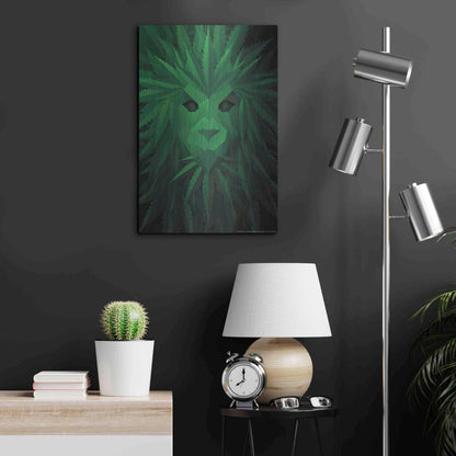 Luxe Metal Art 'Green Lion' by JJ Brando, Metal Wall Art,16x24