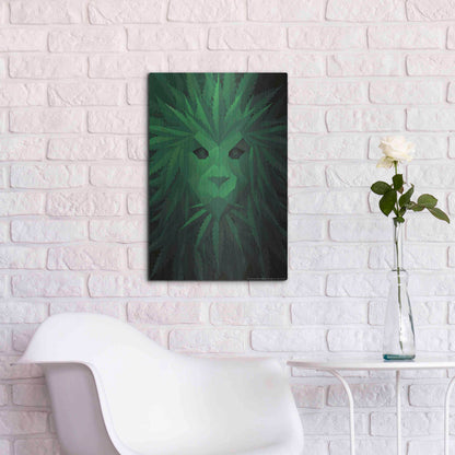 Luxe Metal Art 'Green Lion' by JJ Brando, Metal Wall Art,16x24