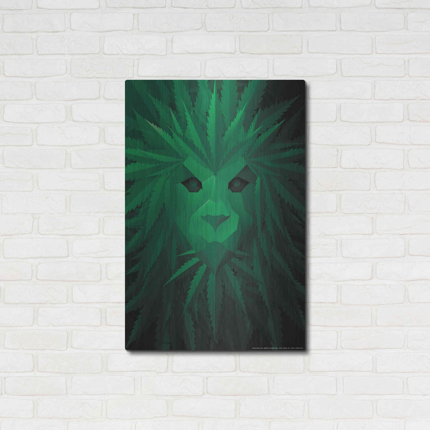 Luxe Metal Art 'Green Lion' by JJ Brando, Metal Wall Art,24x36