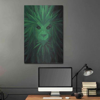 Luxe Metal Art 'Green Lion' by JJ Brando, Metal Wall Art,24x36