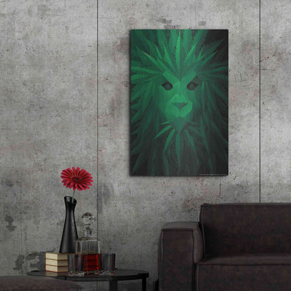 Luxe Metal Art 'Green Lion' by JJ Brando, Metal Wall Art,24x36