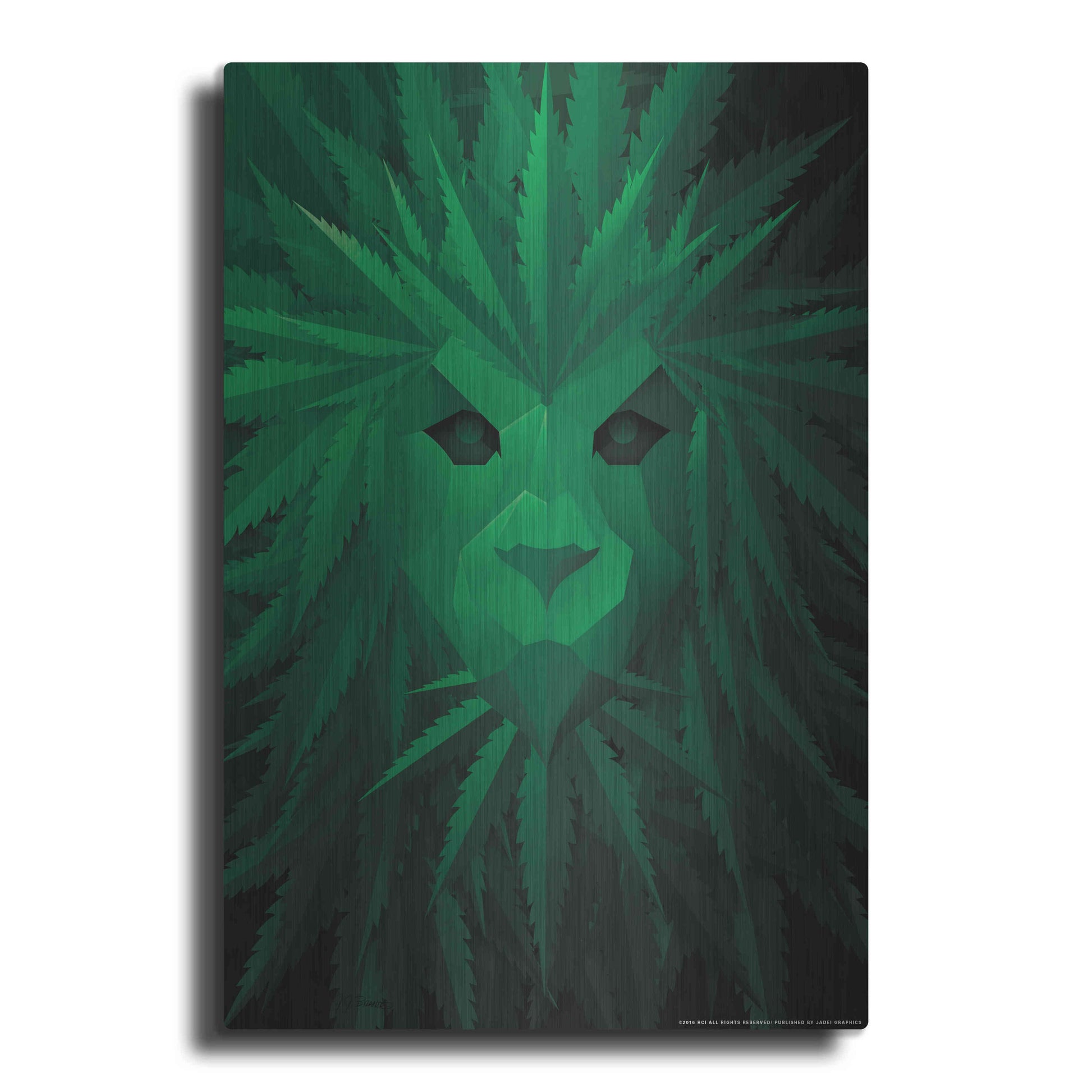 Luxe Metal Art 'Green Lion' by JJ Brando, Metal Wall Art