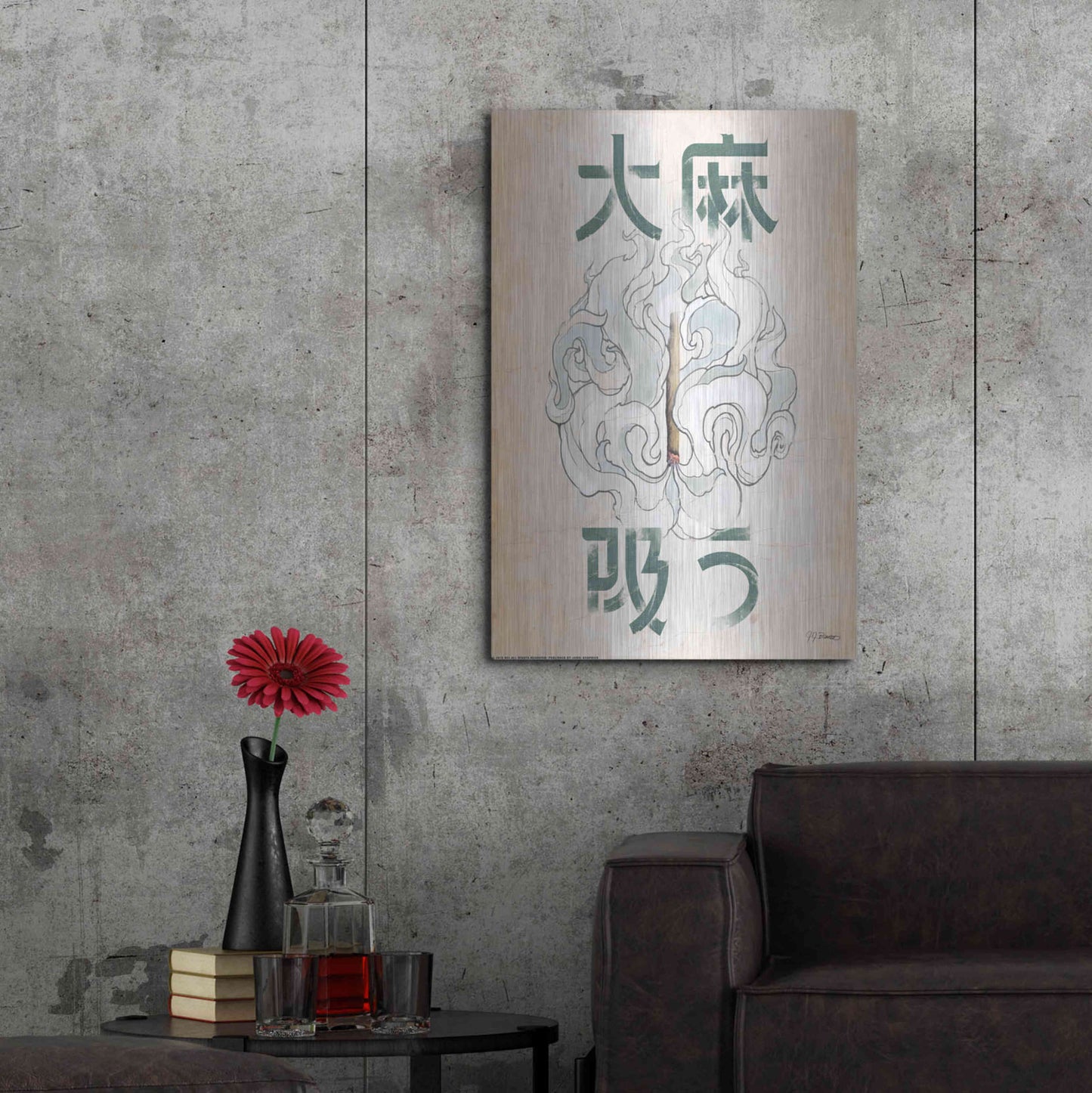 Luxe Metal Art 'Mota Smoke' by JJ Brando, Metal Wall Art,24x36