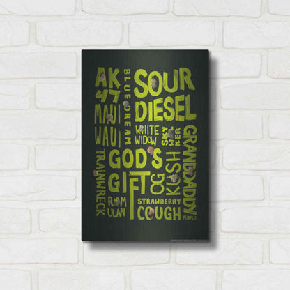 Luxe Metal Art 'Green Words' by JJ Brando, Metal Wall Art,12x16