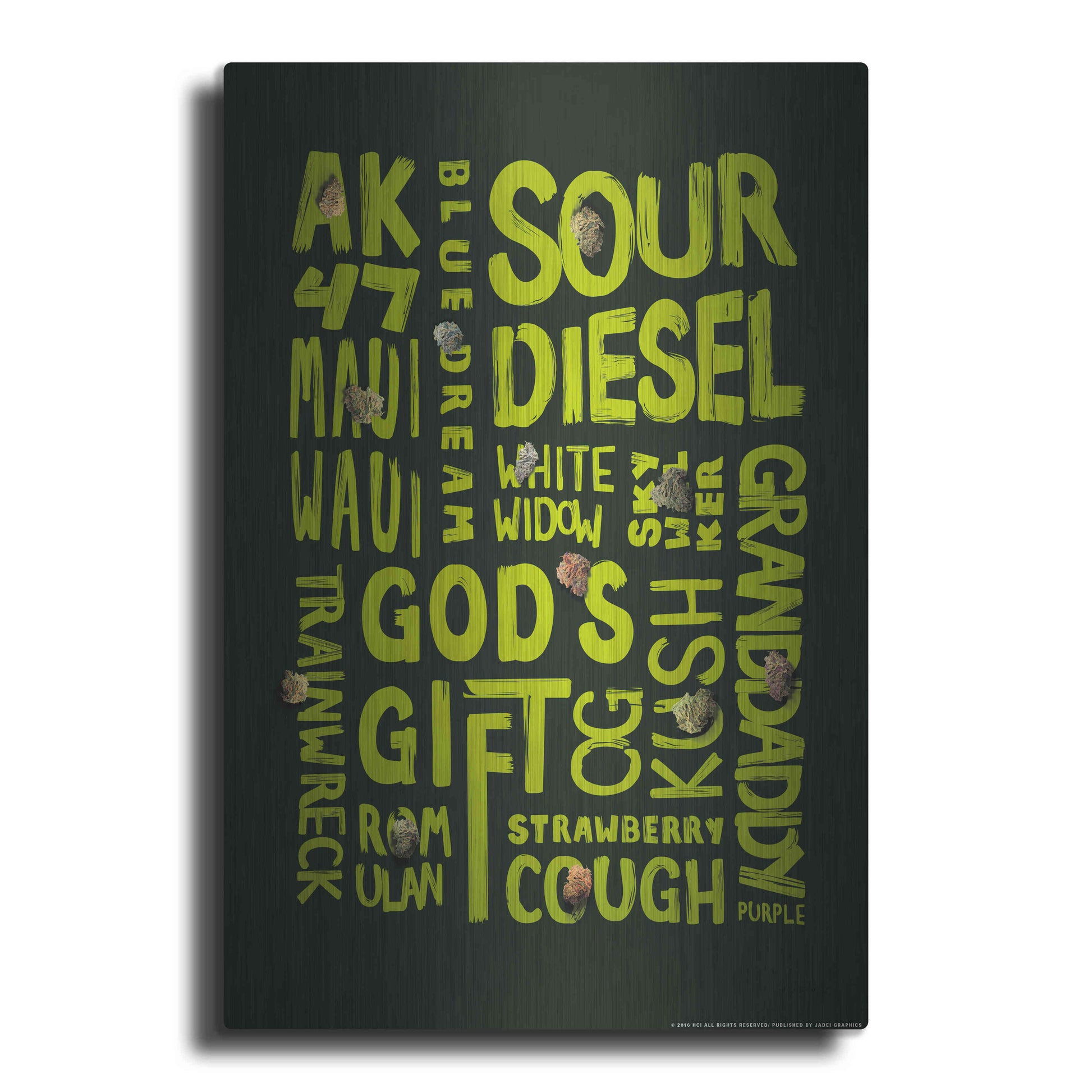 Luxe Metal Art 'Green Words' by JJ Brando, Metal Wall Art