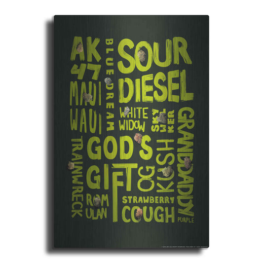 Luxe Metal Art 'Green Words' by JJ Brando, Metal Wall Art