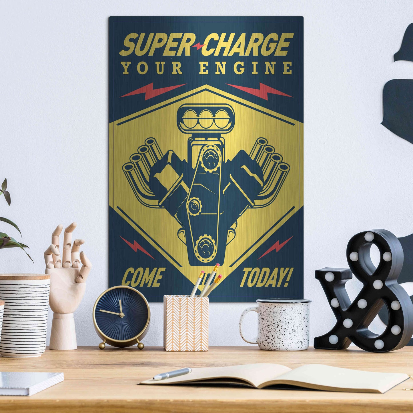 Luxe Metal Art 'Super Racing' by JJ Brando, Metal Wall Art,12x16