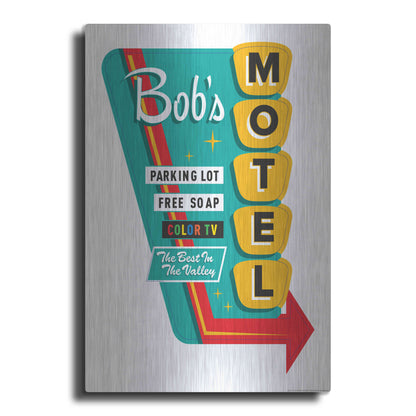 Luxe Metal Art 'Bob's Motel In White' by JJ Brando, Metal Wall Art