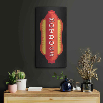 Luxe Metal Art 'Hotdogs In Black' by JJ Brando, Metal Wall Art,12x24
