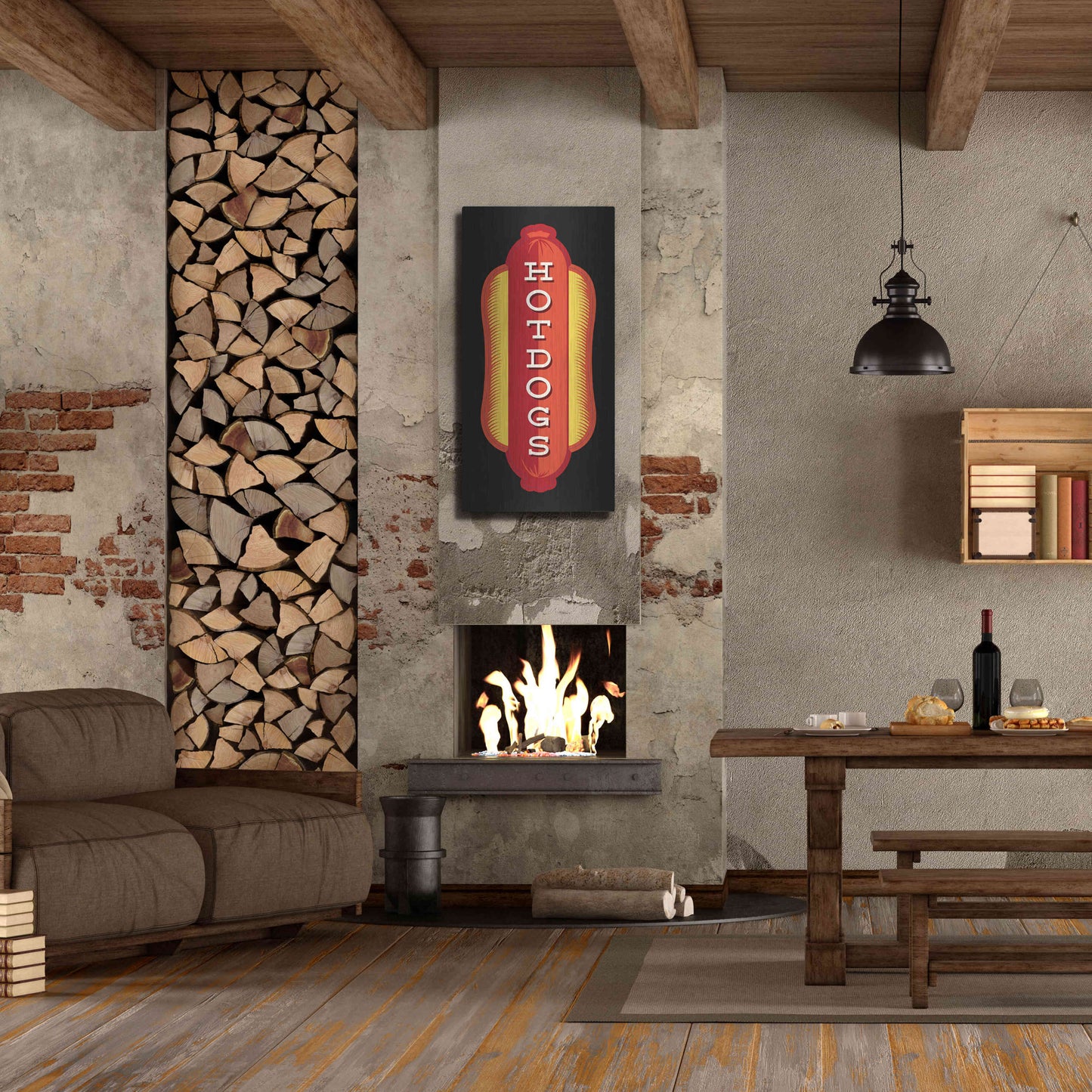 Luxe Metal Art 'Hotdogs In Black' by JJ Brando, Metal Wall Art,24x48