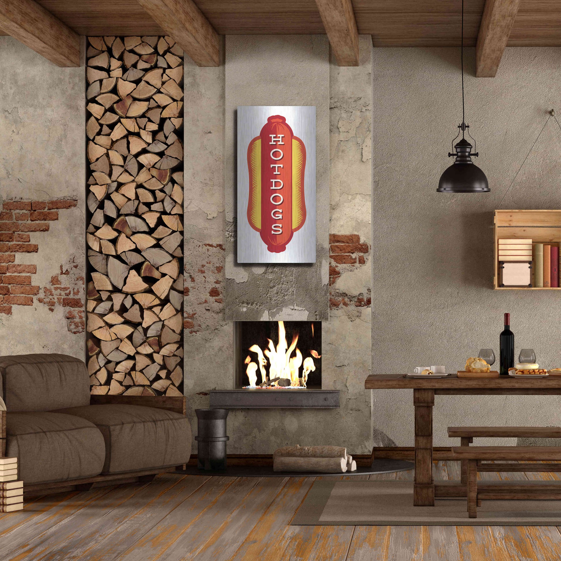 Luxe Metal Art 'Hotdogs In White 2' by JJ Brando, Metal Wall Art,24x48