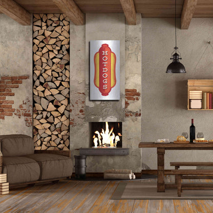 Luxe Metal Art 'Hotdogs In White 2' by JJ Brando, Metal Wall Art,24x48