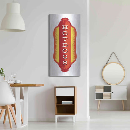 Luxe Metal Art 'Hotdogs In White 2' by JJ Brando, Metal Wall Art,24x48