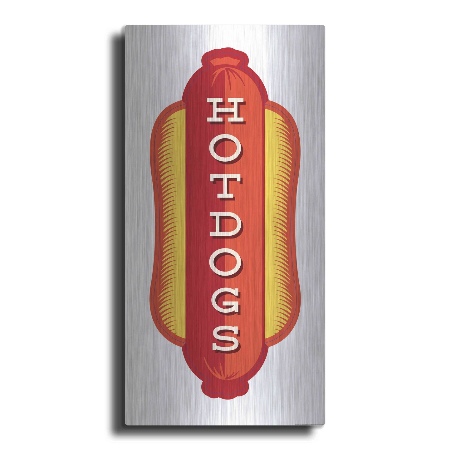 Luxe Metal Art 'Hotdogs In White 2' by JJ Brando, Metal Wall Art
