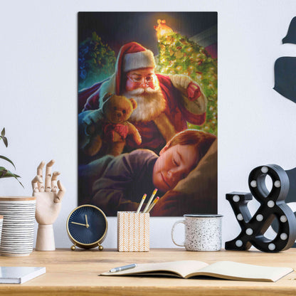 Luxe Metal Art 'Santa Teddy Bear' by JJ Brando, Metal Wall Art,12x16