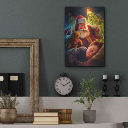 Luxe Metal Art 'Santa Teddy Bear' by JJ Brando, Metal Wall Art,12x16