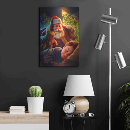 Luxe Metal Art 'Santa Teddy Bear' by JJ Brando, Metal Wall Art,16x24