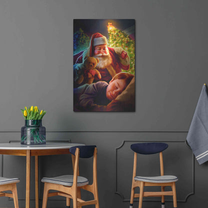 Luxe Metal Art 'Santa Teddy Bear' by JJ Brando, Metal Wall Art,24x36