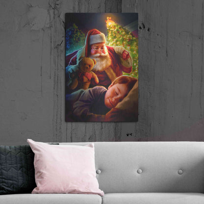 Luxe Metal Art 'Santa Teddy Bear' by JJ Brando, Metal Wall Art,24x36