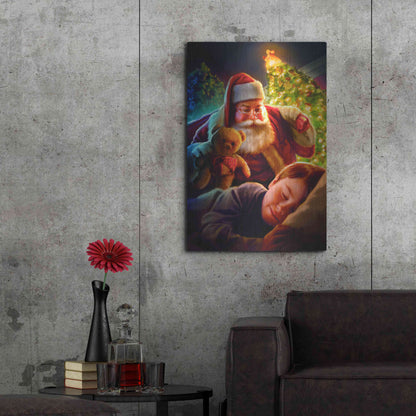 Luxe Metal Art 'Santa Teddy Bear' by JJ Brando, Metal Wall Art,24x36