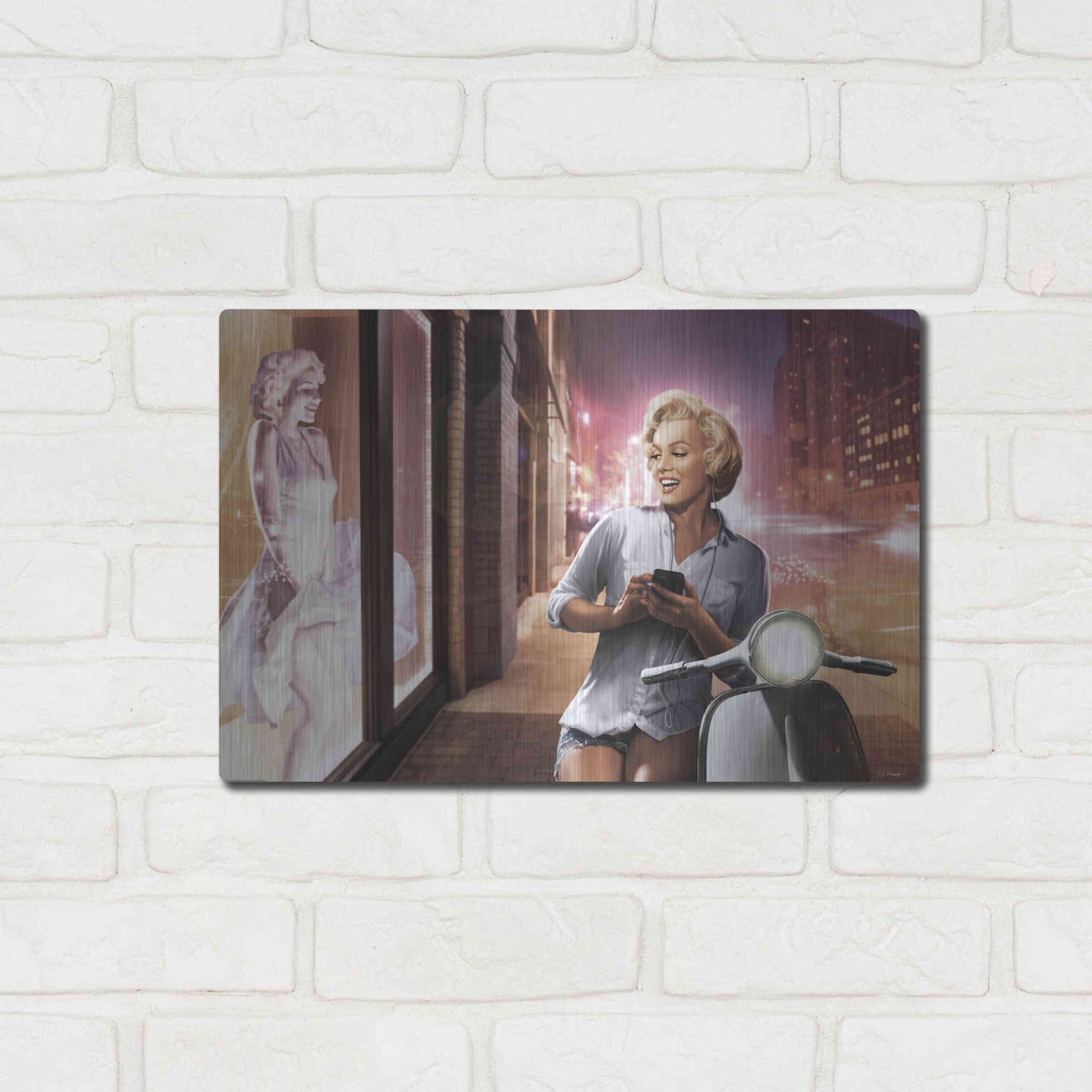 Luxe Metal Art 'Marilyn Shop Window' by JJ Brando, Metal Wall Art,16x12