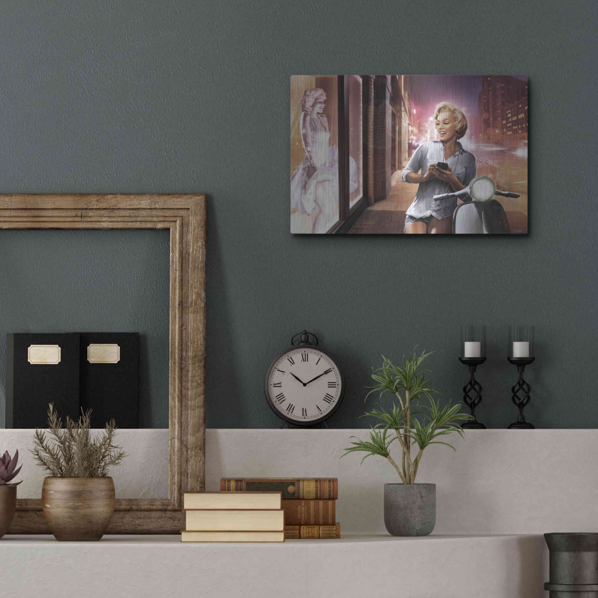 Luxe Metal Art 'Marilyn Shop Window' by JJ Brando, Metal Wall Art,16x12