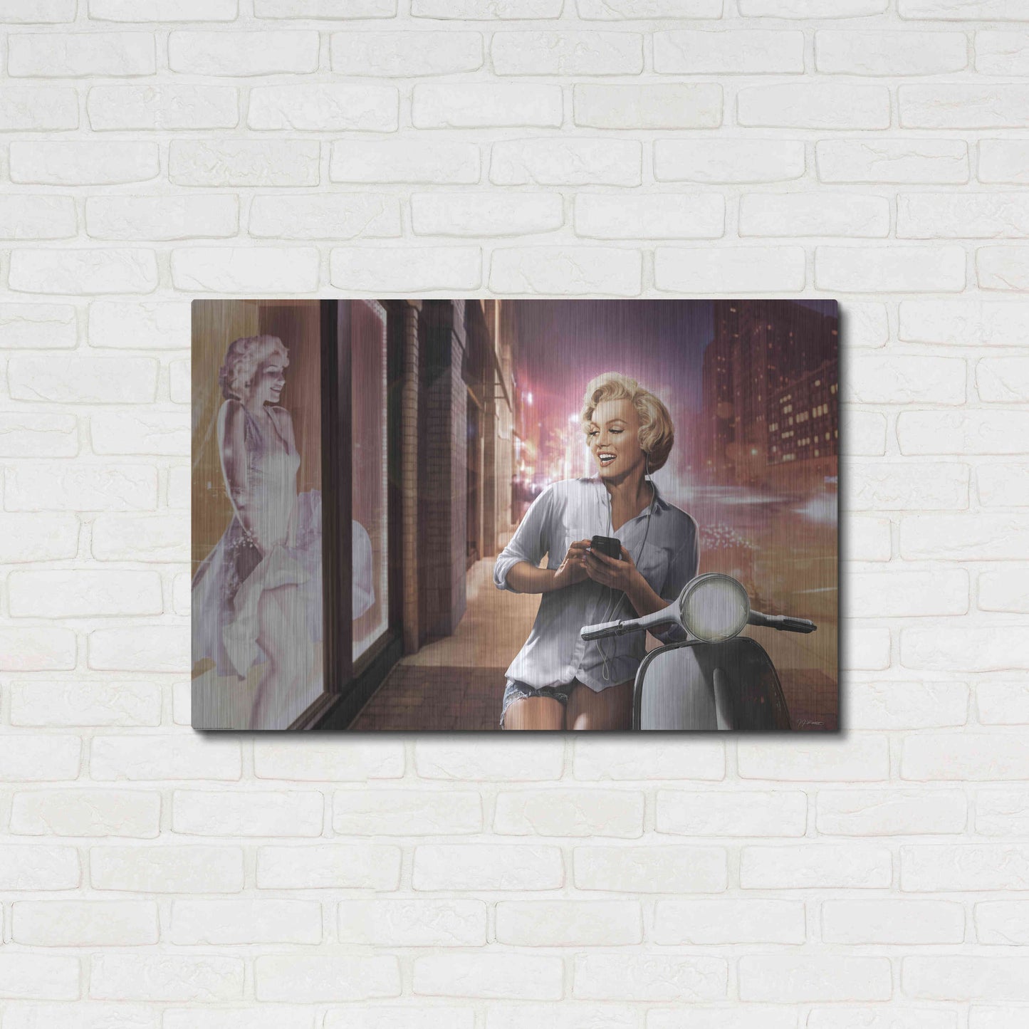 Luxe Metal Art 'Marilyn Shop Window' by JJ Brando, Metal Wall Art,36x24