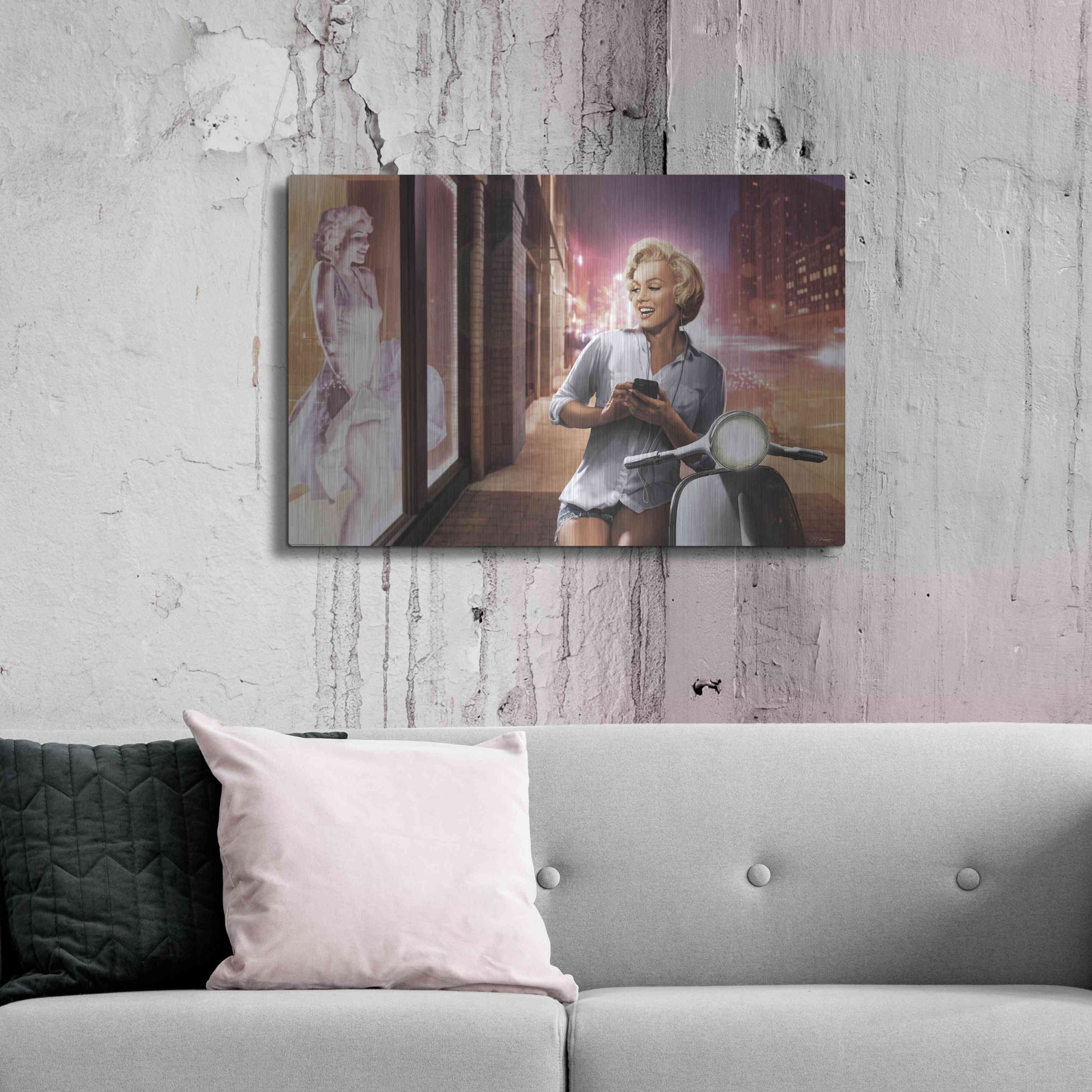 Luxe Metal Art 'Marilyn Shop Window' by JJ Brando, Metal Wall Art,36x24
