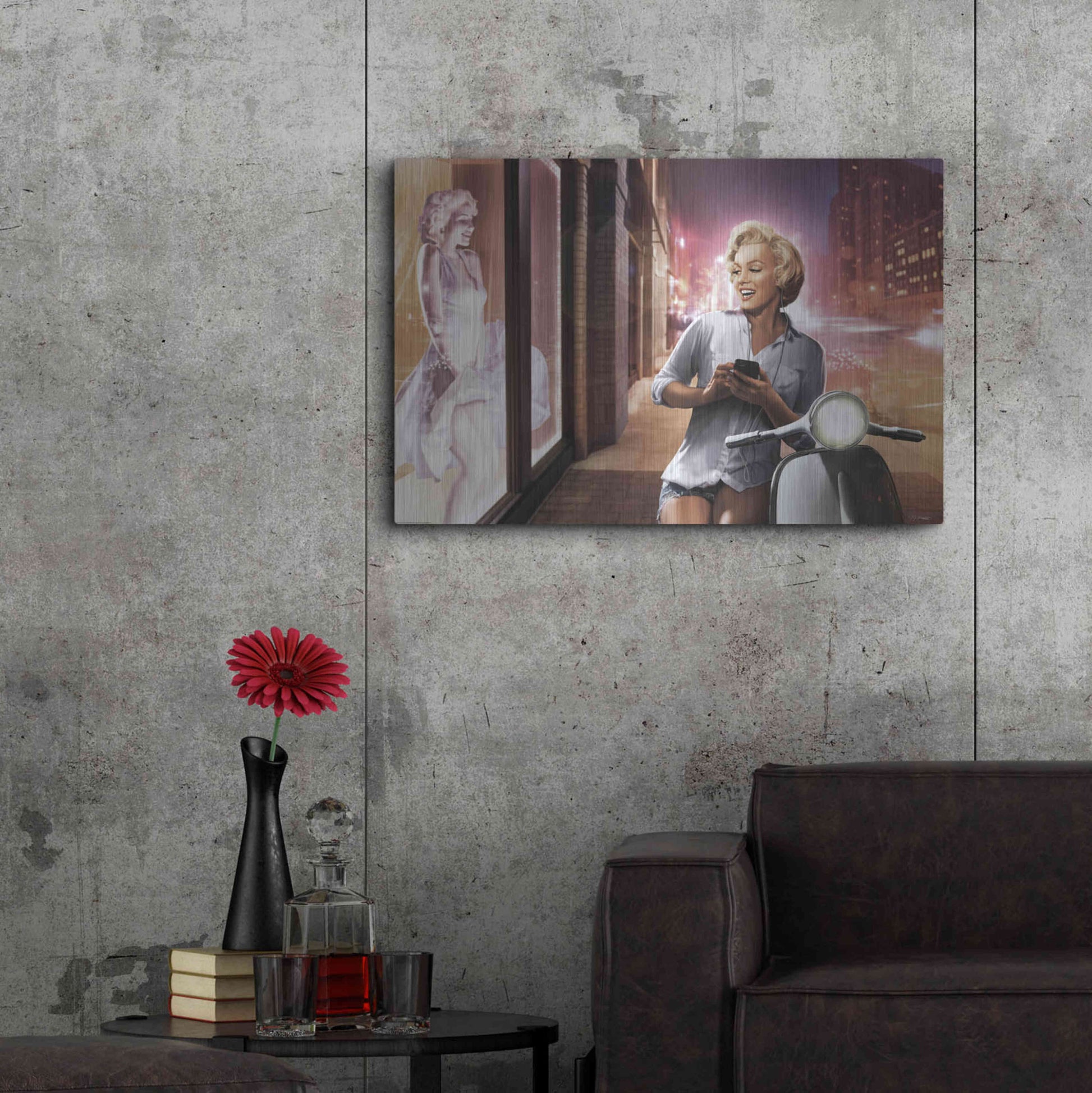 Luxe Metal Art 'Marilyn Shop Window' by JJ Brando, Metal Wall Art,36x24