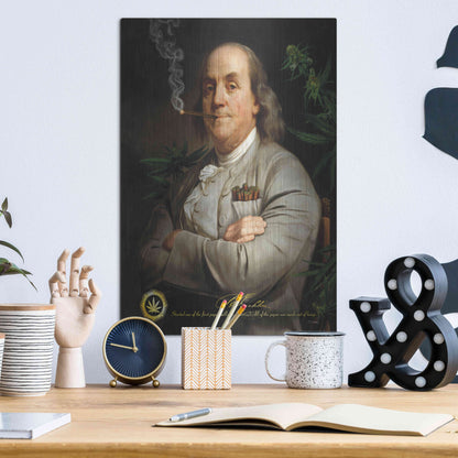 Luxe Metal Art 'Ben's Cigar' by JJ Brando, Metal Wall Art,12x16