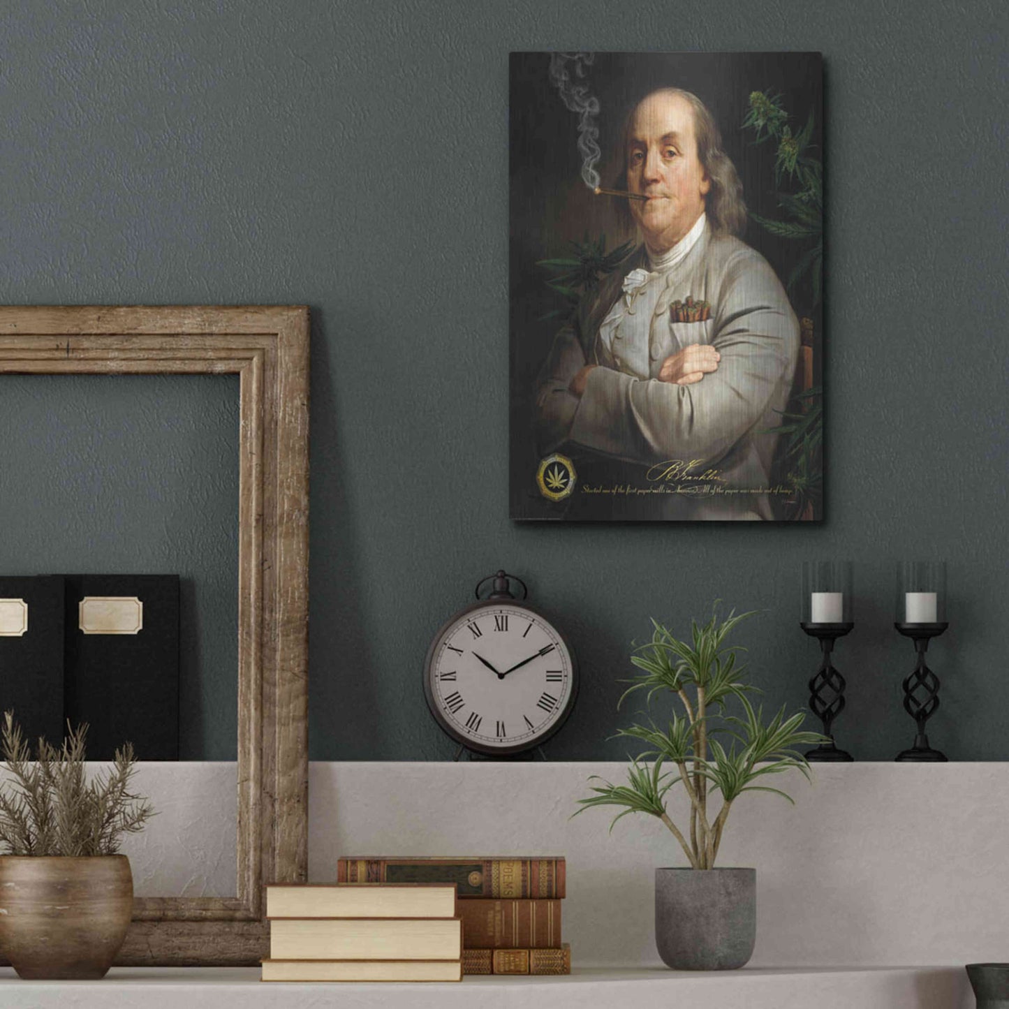 Luxe Metal Art 'Ben's Cigar' by JJ Brando, Metal Wall Art,12x16