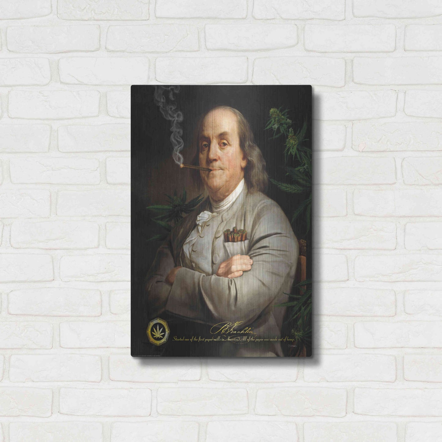 Luxe Metal Art 'Ben's Cigar' by JJ Brando, Metal Wall Art,16x24