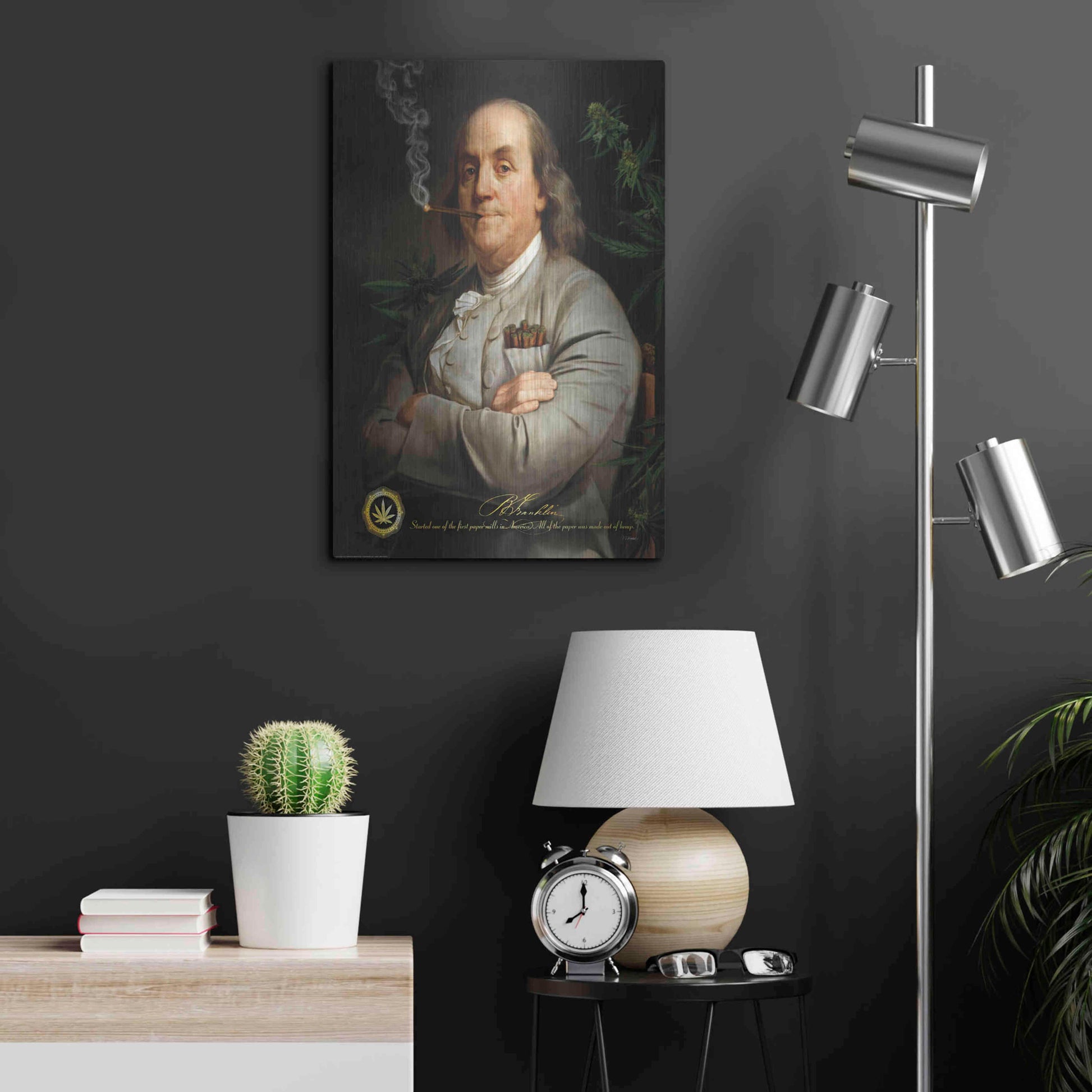 Luxe Metal Art 'Ben's Cigar' by JJ Brando, Metal Wall Art,16x24