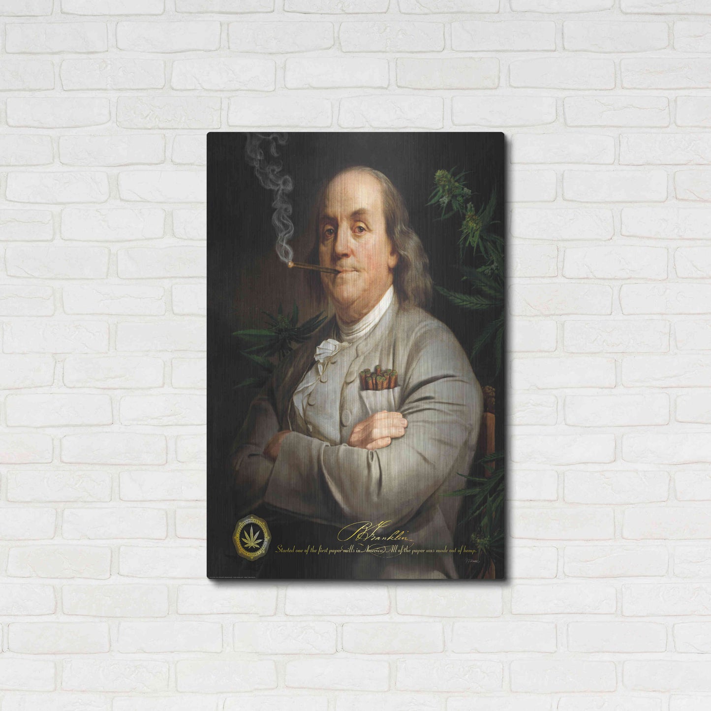 Luxe Metal Art 'Ben's Cigar' by JJ Brando, Metal Wall Art,24x36