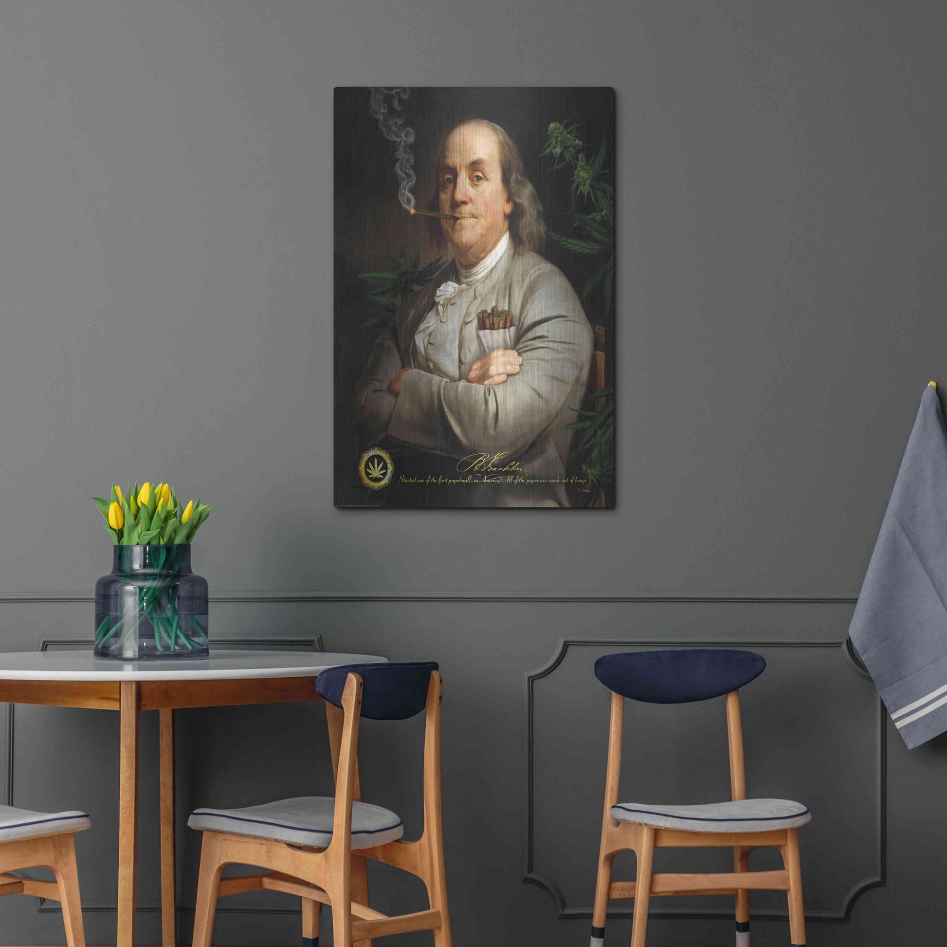 Luxe Metal Art 'Ben's Cigar' by JJ Brando, Metal Wall Art,24x36