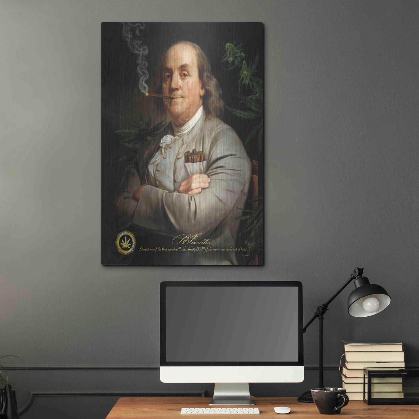 Luxe Metal Art 'Ben's Cigar' by JJ Brando, Metal Wall Art,24x36